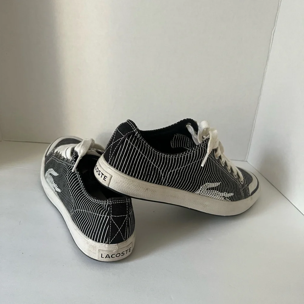 Lacoste Black and White Striped Sneakers